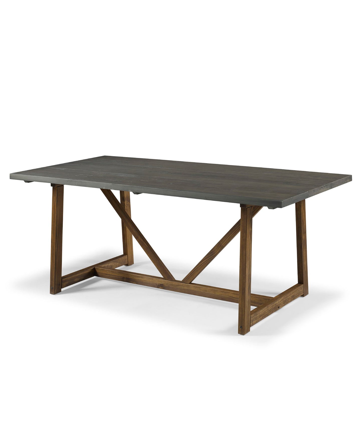 V Frame Trestle Dining Table - Gray / Brown