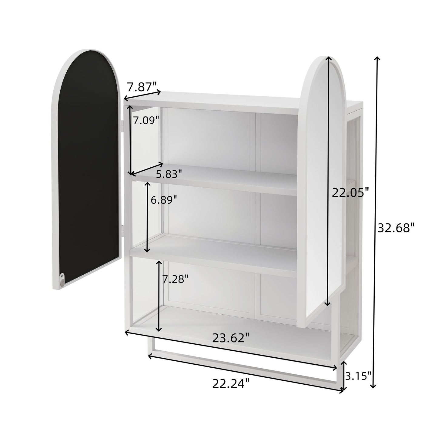 Double Arched Mirror Wall Cabinet With 2 Doors, Featuring Adjustable Shelves And Towel Rack