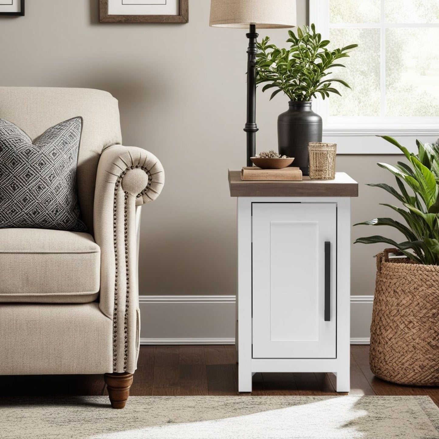 Chairside Table - Jasmine Whitewash / Barnwood