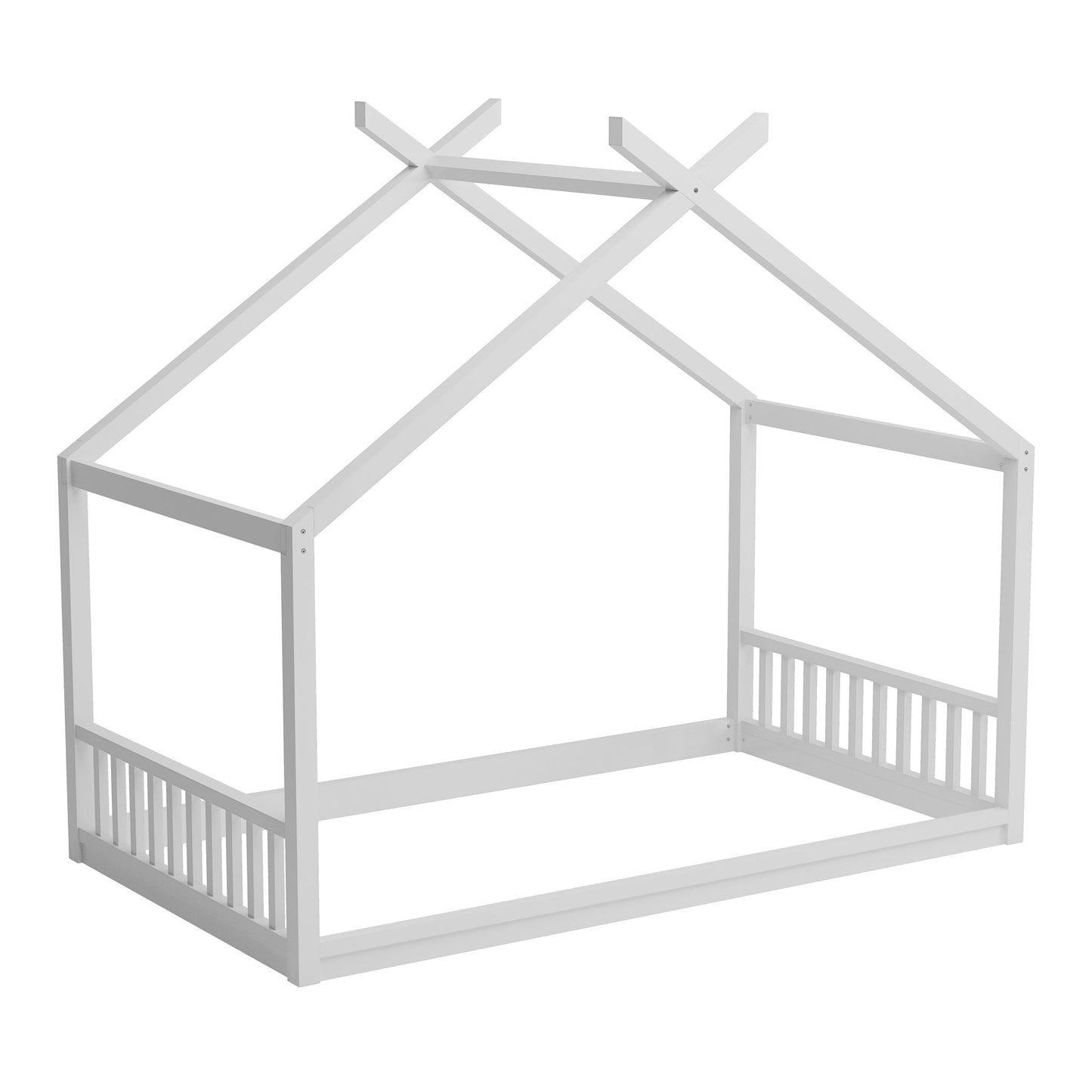 Montessori Style House Bed For Kids, Floor Bed Frame With Headboard And Footboard