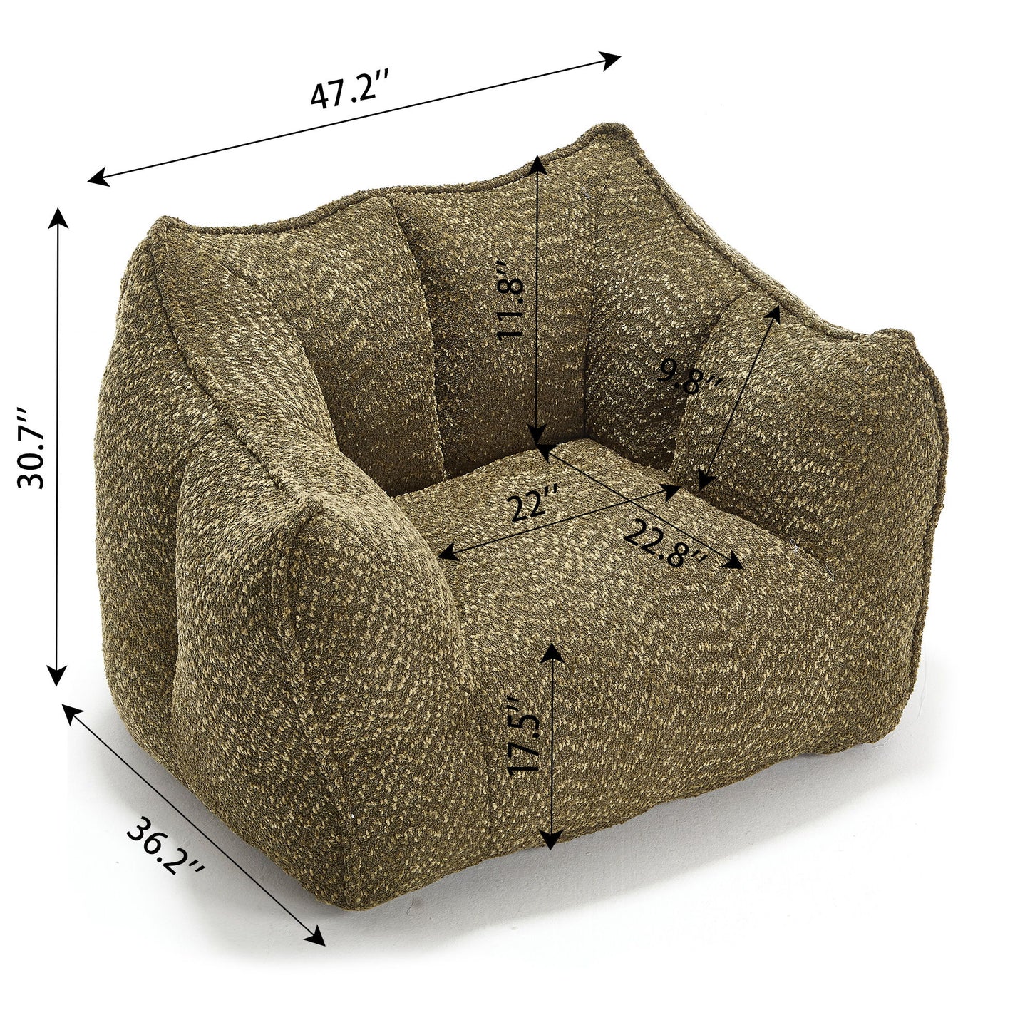 Comfortable Chenille Sofa Chairs With Highly Resilient Foam For Living Rooms And Bedrooms