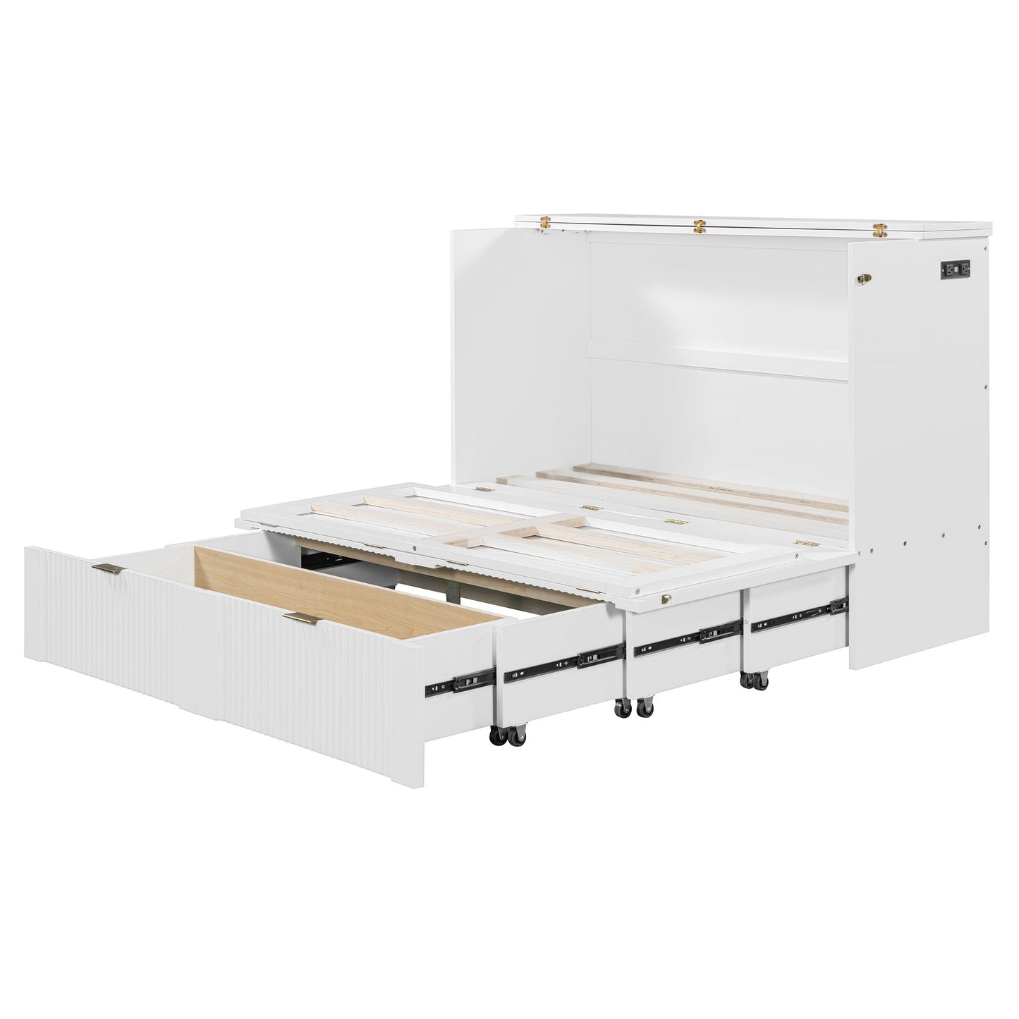 Murphy Bed With Drawer And A Set Of Sockets & USB Ports, Pulley Structure Design