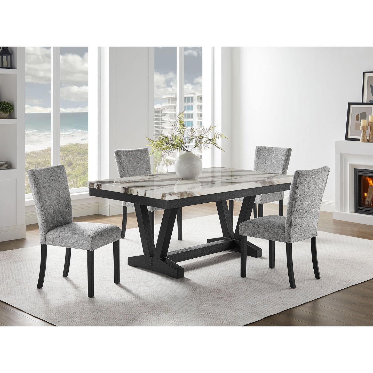 Panda Oceanic - Dining Table And Chairs Set - Black