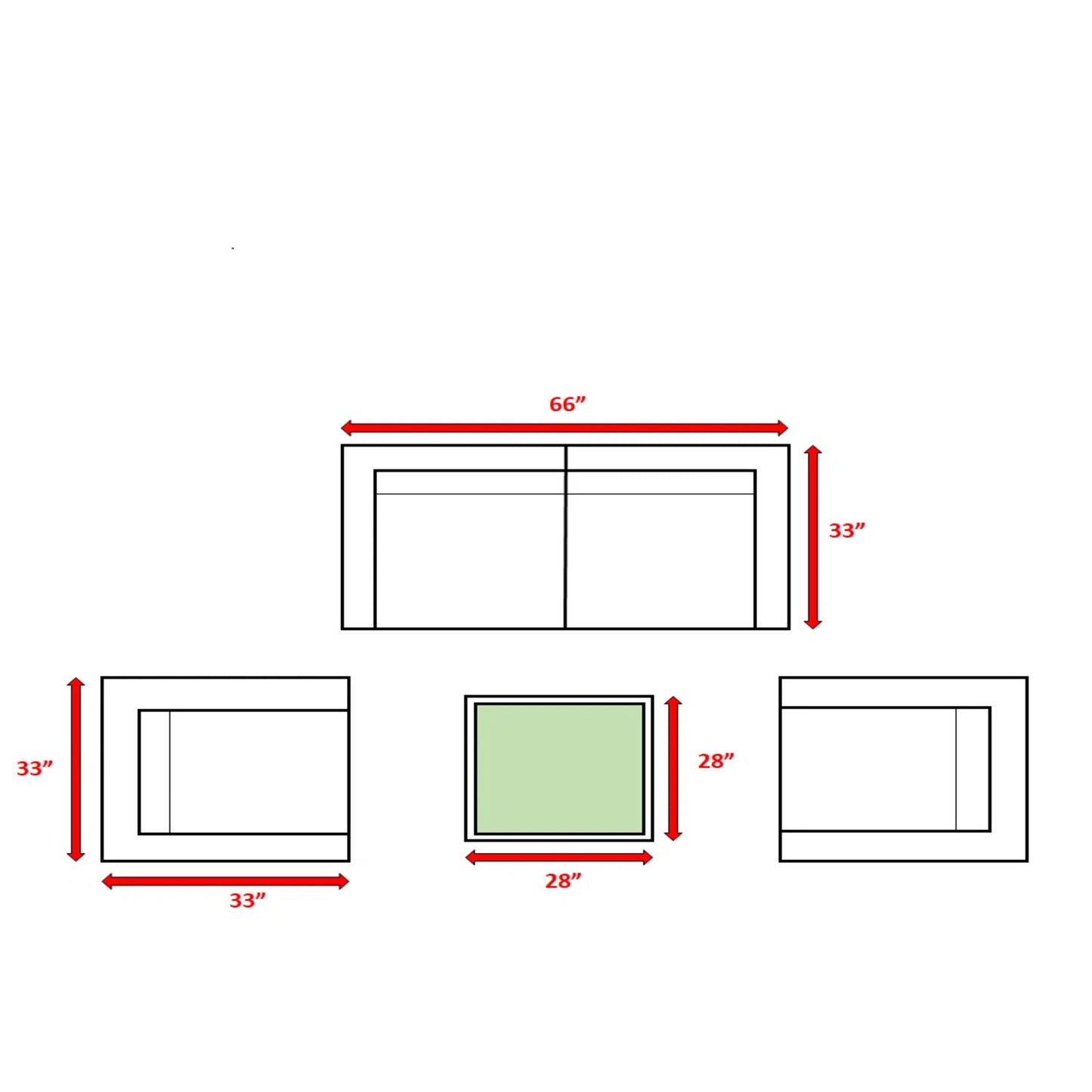 Outdoor Wicker Conversation Set With Cushions, All Weather