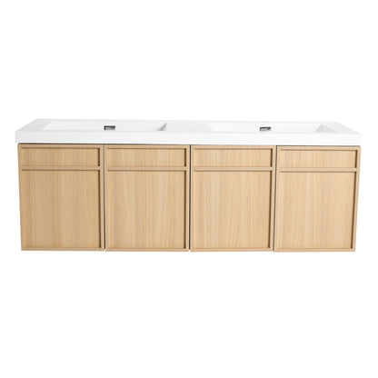 Wall-Mounted Bathroom Vanity With Resin Sink And Soft Closing Doors