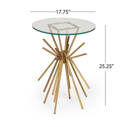 Table With Sunburst Design - Gold