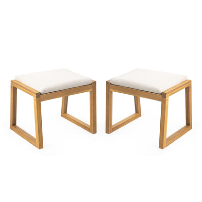 Outdoor Dining Bench Patio Bench Frame Cushion - Teak / Beige