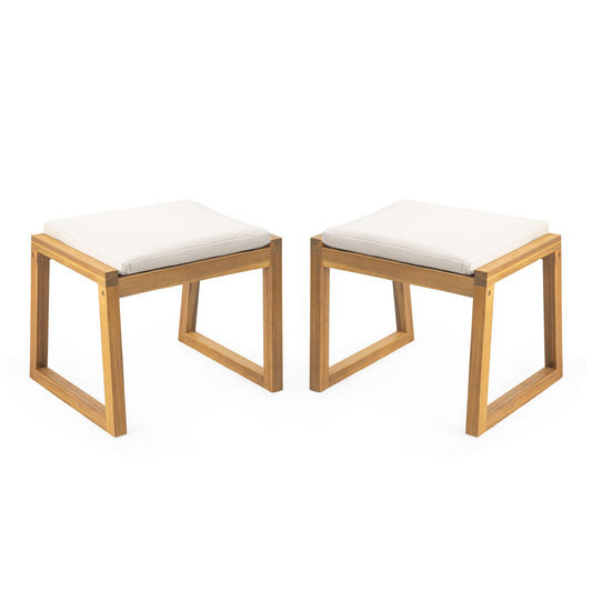 Outdoor Dining Bench Patio Bench Frame Cushion - Teak / Beige