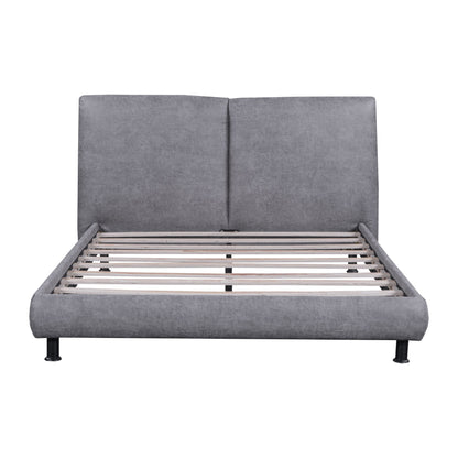 Upholstered Platform Bed With 2 Large Headrests And Thick