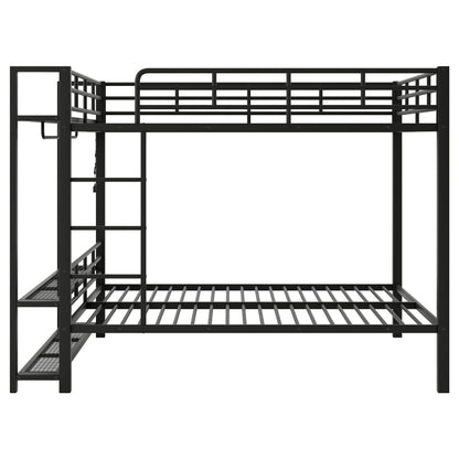Bunk Bed With Storage Mesh Shelves, Clothes Hooks, LED Light