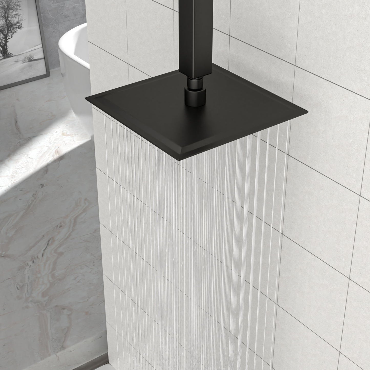 8" Square Rain Shower Head, Ceiling / Wall Mount Stainless Steel Bath Fixture