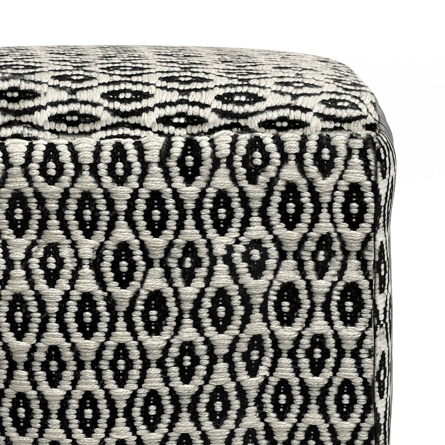 Kiana - Square Outdoor / Indoor Pouf - Black / White