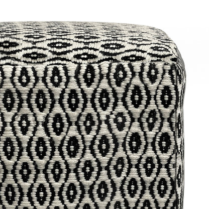 Kiana - Square Outdoor / Indoor Pouf - Black / White