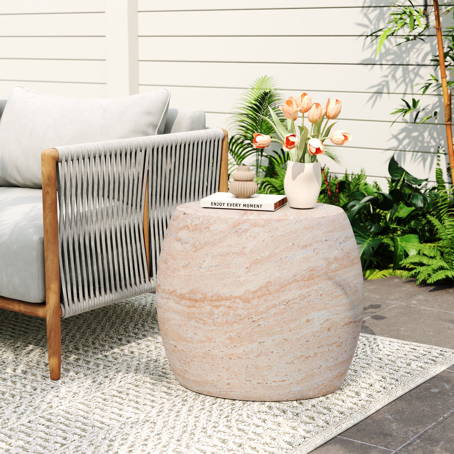 Outdoor Oval Shaped Side Table