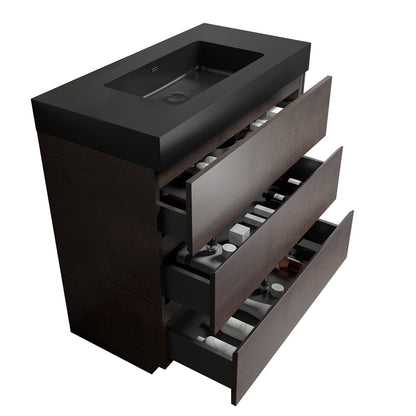 Alice - Bathroom Vanity With Large Storage Freestanding Bathroom Vanity, Sink For Modern Bathroom, One-Piece Sink Basin Without Drain And Faucet