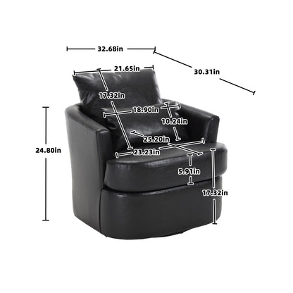Modern Barrel Comfy Round Accent Sofa Chair, 360 Degree Swivel