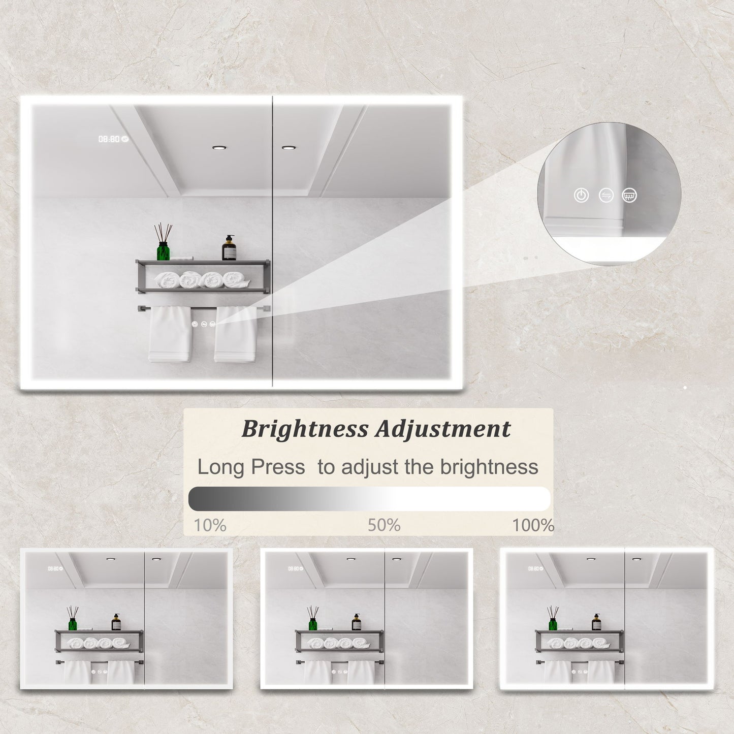 Bathroom Medicine Cabinet With Lights, LED Medicine Cabinet With Mirror, Lighted Medicine Cabinet With Defogger