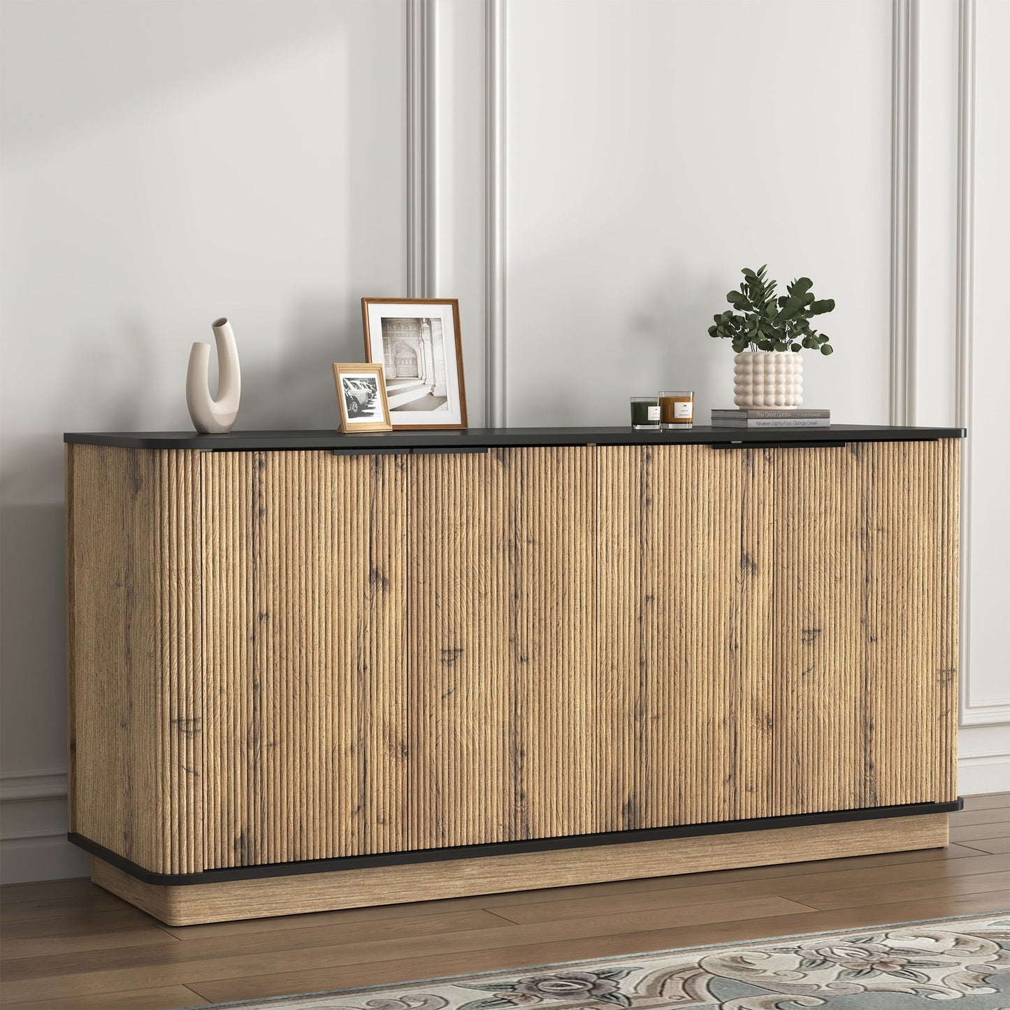 Multi Functional Sideboard, An Ideal Choice For TV And Tableware Storage In Modern Homes - Black