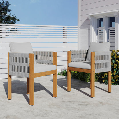 Outdoor Dining Chairs With Rope Handles (Set of 2)