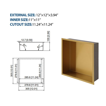 Stainless Steel Shower Niche With Seamless Design For Bathroom Storage