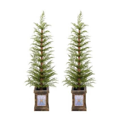 4Ft Pre Lit Artificial Christmas 2 Piece Set - Green