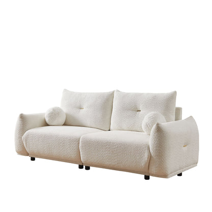 2 Seater Cushion Sofa With 2 Cushions And 2 Ball Pillows