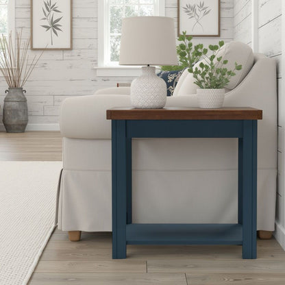 Side Table - Blue Denim / Whiskey