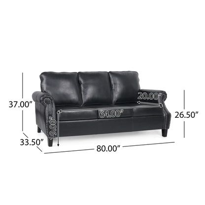Contemporary 3 Seater Sofa With Nailhead Trim