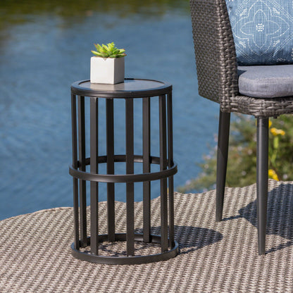 Outdoor Powder Coated Side Table - Gray