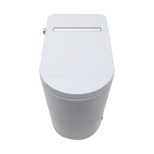Smart Toilet With Bidet Built In, Auto Open & Close, Elongated Heated Seat, Foot Sensor Flush, LED Display, Warm Water Wash - White