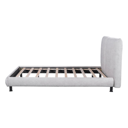 Upholstered Platform Bed With 2 Large Headrests And Thick