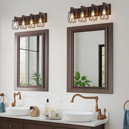 Bathroom Vanity Light, Wall Sconce With Cage Shade