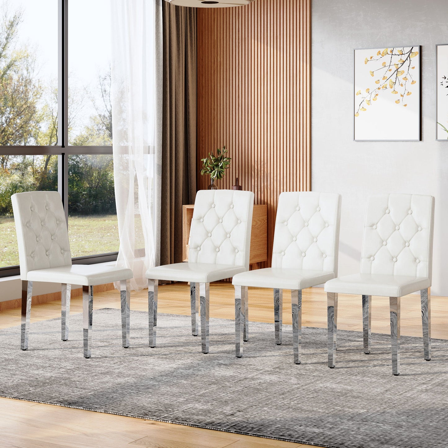 Dining Chairs With Ergonomic Buckle Backrest For Home