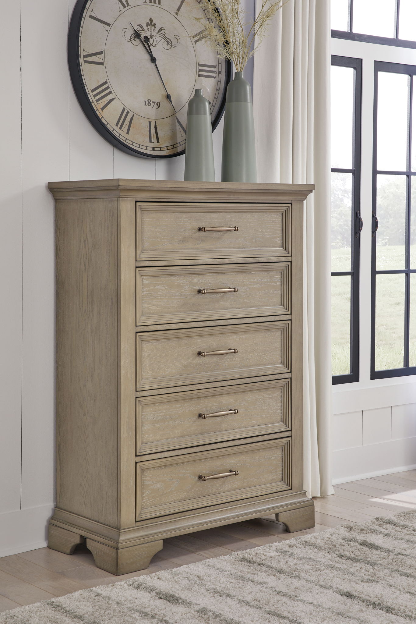 Vallardia - Five Drawer Chest - Light Grayish Brown