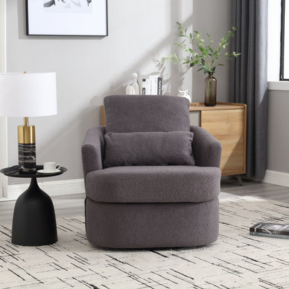 Modern Barrel Comfy Round Accent Sofa Chair, 360 Degree Swivel