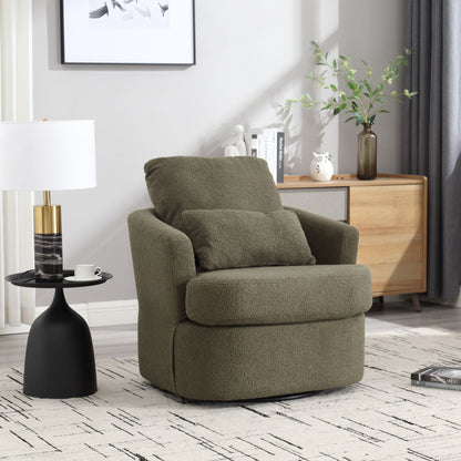 Modern Barrel Comfy Round Accent Sofa Chair, 360 Degree Swivel