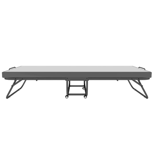 Deluxe - Twin Size Diplomat Folding Bed, Luxurious Memory Foam Mattress And Sturdy - White / Black