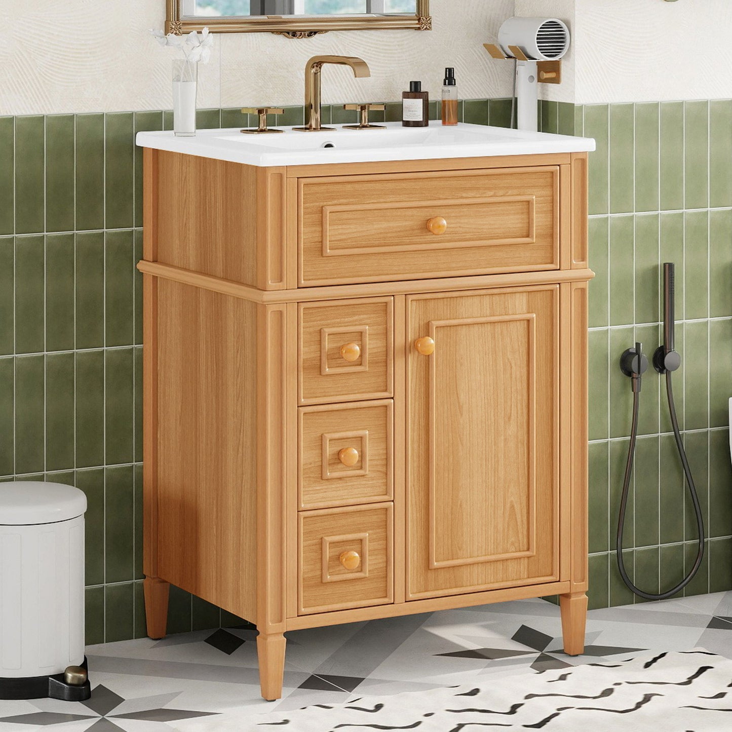 Bathroom Vanity With Sink, Cabinet With Flip Out Drawer, 2 Soft Close Drawers, 1 Soft Close Door - Wood