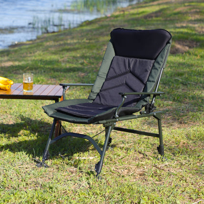 Camping Lounge Chair, Portable Folding Reclining Camping With Adjustable Backrest For Indoor And Outdoor Camping Beach Hiking Fishing - Green / Black