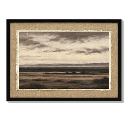 Vintage Landscape Large Framed Wall Art, Nature Wilderness Scenery Paintings Decor Aesthetic - Ember Black / Linen Sesame