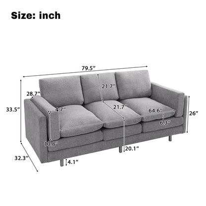 3 Seater Sofa With Dual Layer Seat Cushions