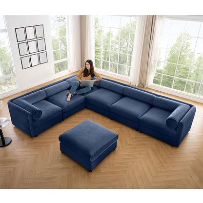 Contemporary Elegant White Chenille Sofa With Storage And Ottoman
