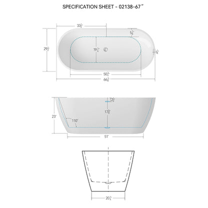 Acrylic Freestanding Soaking Bathtub With Classic Slotted Overflow And Toe-Tap Drain In Chrome, Cupc Certified.Easy To Install, 02138 - Glossy White