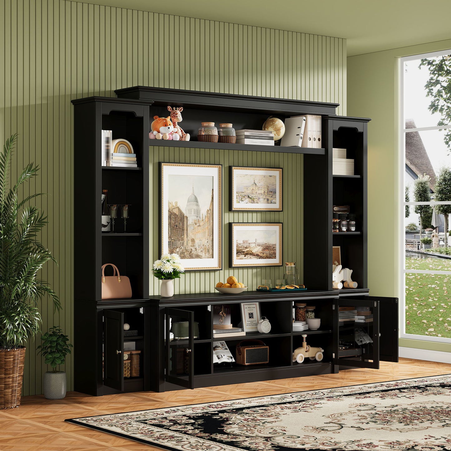 All-In-One TV Stand With Bookcase For TVs Up To 65"