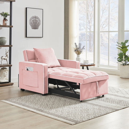 Modern Velvet 3 In 1 Sofa Bed Chair, Adjustable Recliner