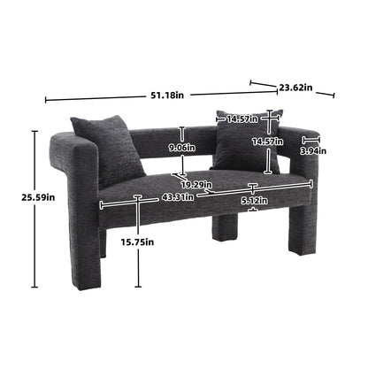 Modern Chenille Loveseat Sofa, Comfy Upholstered 2 Seater
