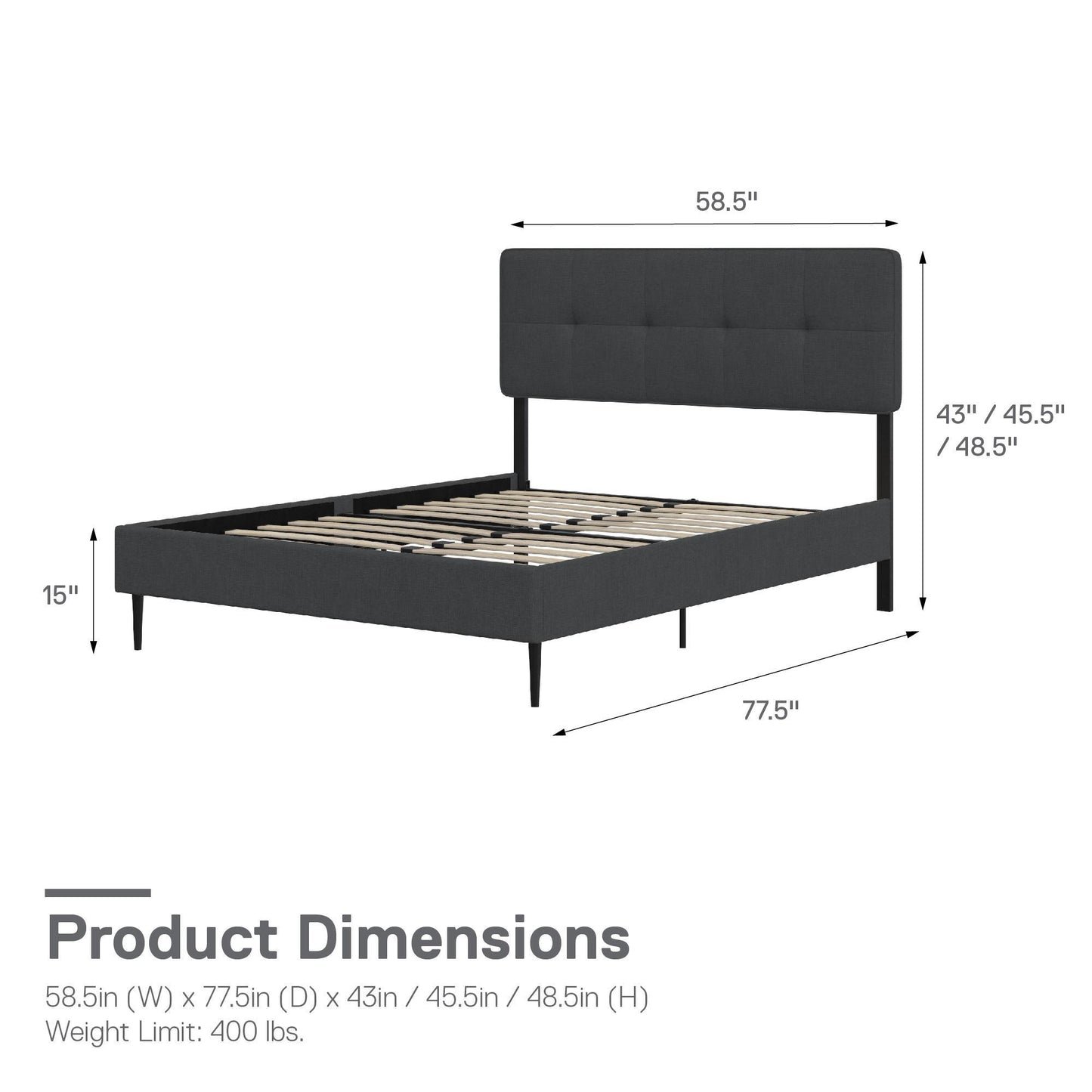 Tyler - Full Upholstered Bed - Dark Gray