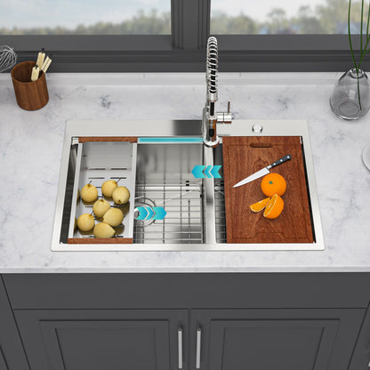 Topmount Drop In Kitchen Sink With Double Bowl Design