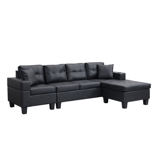 Modern Sectional Sofa Set With Chaise Lounge And Cup Holder