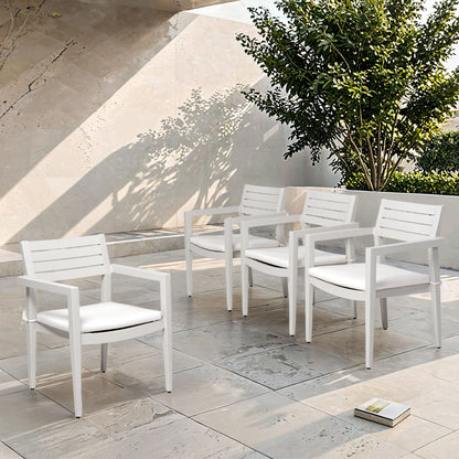 Outdoor Patio Stationary Dining Chairs With Outdoo Grade Sunbrella Fabric Cushions, Tapered Feet (Set of 4) - Grayish